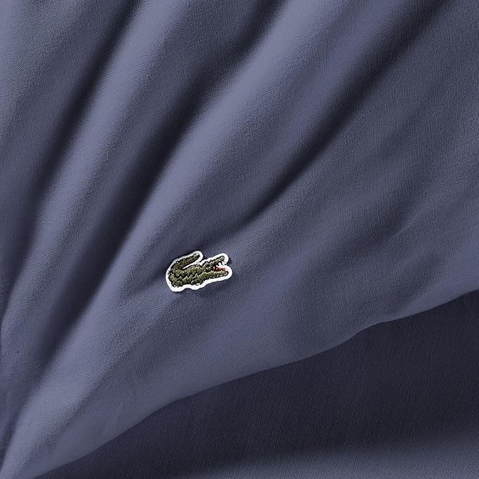 Lacoste 100% Cotton Percale 3-Piece Sheet Set – Cool, Crisp, Matte, and Durable, Oeko-Tex Certified – Solid, Vintage Indigo, Twin