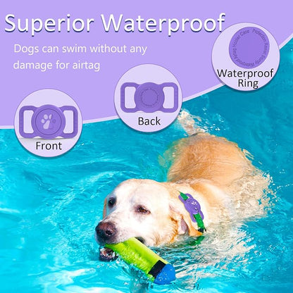 SANKALA Airtag Dog Collar Holder, 1 Pack, Dark Purple | Silicone Full Body Covered, Anti-Lost Protective, Fits All Width Collars, for Apple AirTag(Gen 1 & 2), Signal Friendly