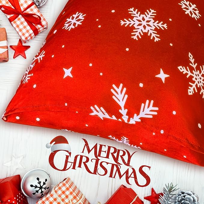 YIYEA Christmas Standard Pillow Cases Set of 2, Ultra Soft Double Brushed Microfiber Pillowcases Standard, Christmas Snowflake Bed Pillow Covers, Fade Resistant, Easy Slip-On (20"x26")