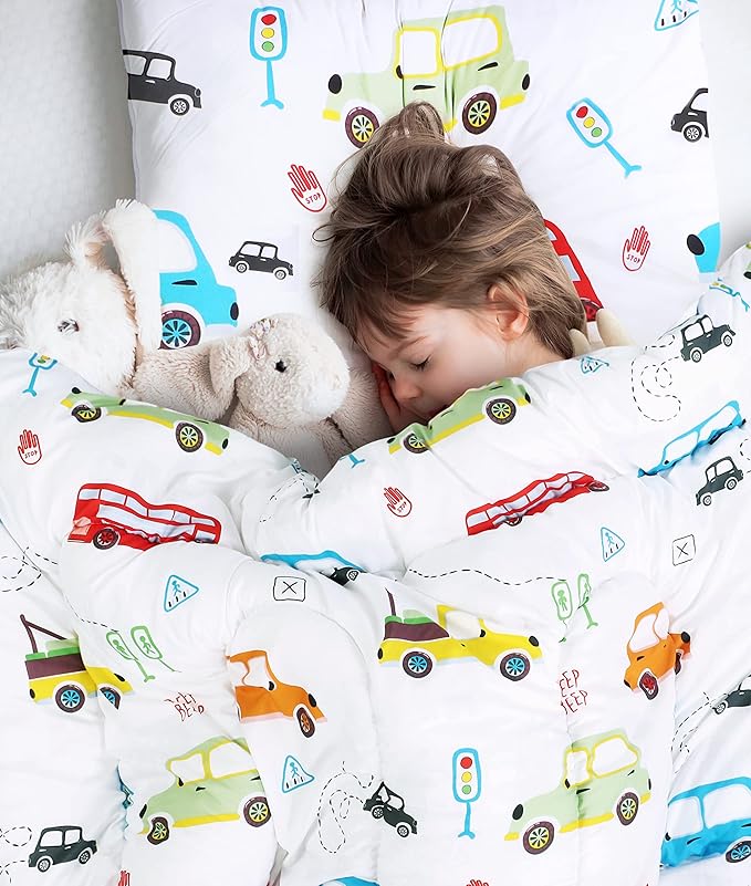 Utopia Bedding Car Kids Comforter Set with 2 Pillow Shams, 3 Piece Soft Microfiber Twin Bed Comforter with Pillow Shams, Printed Kids Bedding for Boys and Girls, Lightweight, Breathable,Easy Care
