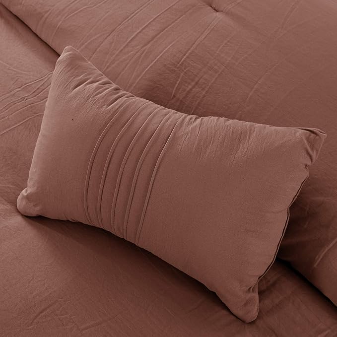 Modern Threads 4-Piece Garment-Washed Comforter Set Beck Dark Rose Queen