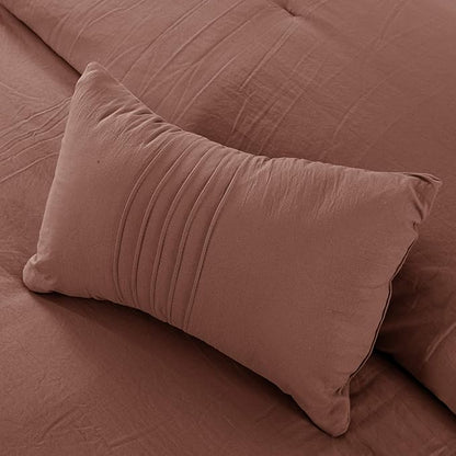 Modern Threads 4-Piece Garment-Washed Comforter Set Beck Dark Rose Queen
