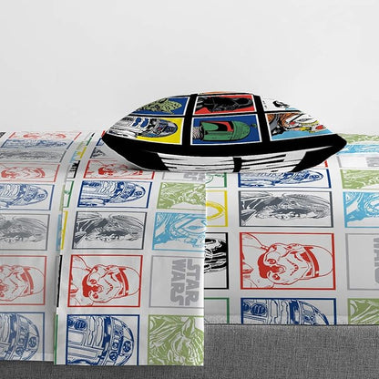 Jay Franco Kids Sheet Set with Fitted, Flat Sheets & Pillow Cover - Ultra-Soft Bedding with Pillowcase for Room Decor, Multi - Star Wars, 3 Piece Twin