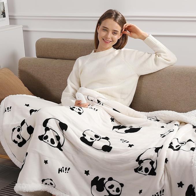 Electric Blanket Queen Size 84X90in Heated Blanket Dual Controllers Heating Blanket Queen with 5 Heating Levels & 10 Hrs Timer, ETL & FCC Certified, Overheat Protection, Great Gift for Grandma