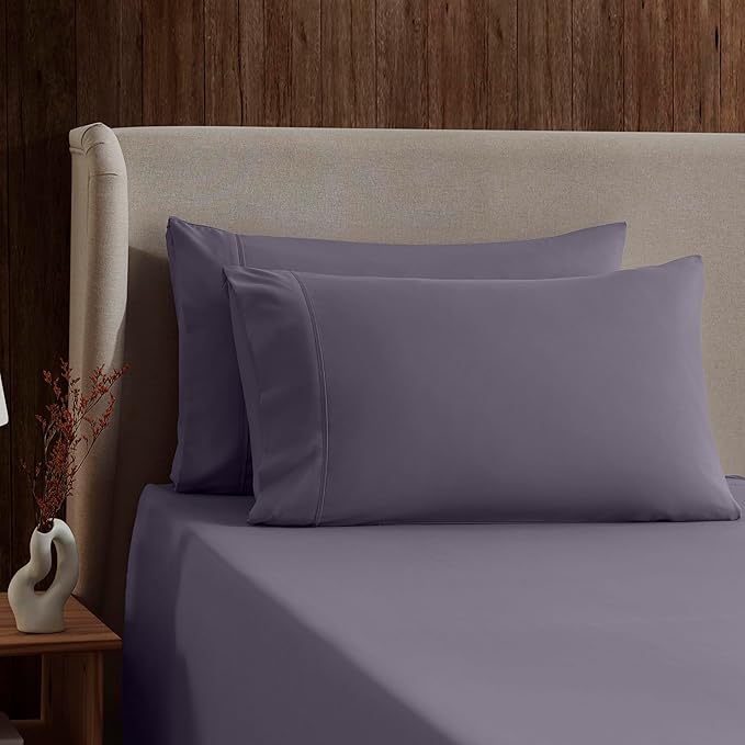 Nestl King Sheet Set - Luxury 1800 Ultra-Soft Microfiber King Bed Sheets - Double Brushed - Deep Pockets - Easy Fit - 4 Piece Set - Bedding Sheets & Pillowcases (King, Grayish Purple)