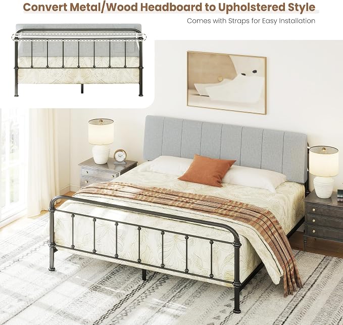 King Size Headboard Only-No Assembly Required, Light Gray | Easy to use no assembly required, Linen fabric and extra-thick foam for added comfort, Modern style headboard king size