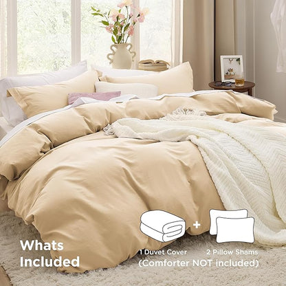 Bedsure Alabaster Gleam Duvet Cover Full Size - 3 Pieces Prewashed Extra Soft Bedding Set, Includes 1 Duvet Cover 80x90 Inches with Zipper Closure & 2 Pillow Shams, Comforter Not Included