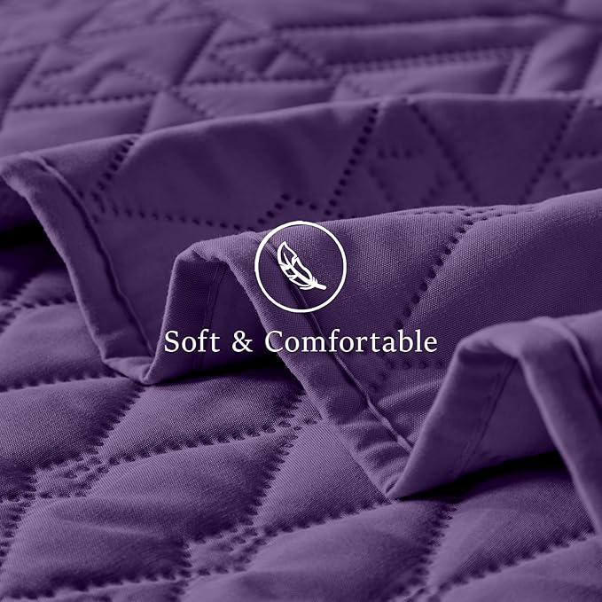 akkialla King/Cal King Quilt Set, Purple Lightweight Microfiber Bedspread Coverlet, Boho Geometric Pattern, Soft All-Season Bedding, 3-Piece (1 Quilt, 2 Pillow Shams) | Breathable fabric, Modern style