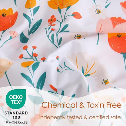 JSD Tulip Floral Sheet Set Full Size, 4 Piece Spring Printed Microfiber Bed Sheets Deep Pocket