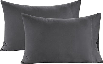 LANE LINEN Pillows Queen Size Set of 2 Soft 100% Egyptian Cotton Cool & Smooth 1000 Thread Count Pillow Cases - Charcoal