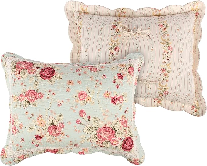 Greenland Home Antique Rose Jumbo Oversized 100% Cotton Bedding Set, Bedspread 120 W x 118 L with 2 Shams 20 W x 26 L Each, King (3 Piece), Blue