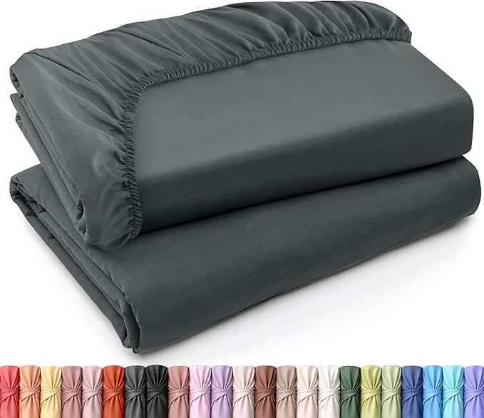 Utopia Bedding Queen Fitted Sheets - Bulk Pack of 2 Bottom Sheets - Soft Brushed Microfiber - Deep Pockets - Shrinkage & Fade Resistant - Easy Care (Queen, Grey)