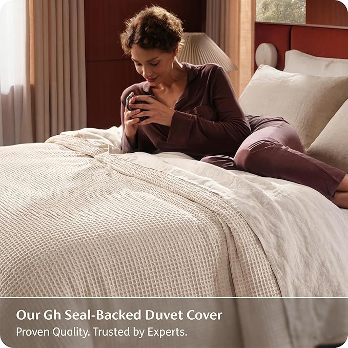 Bedsure Cotton Duvet Cover King Size - 100% Cotton Waffle Weave Beige Duvet Cover, PureWoven Textured Breathable Bedding Comforter Cover for All Season, 1 Duvet Cover Only 104"x90"