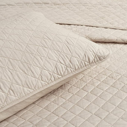 Lush Decor Ava Quilt Diamond Pattern Solid 2 Piece Oversized Bedding Blanket Bedspread Set - Twin-XL - Neutral
