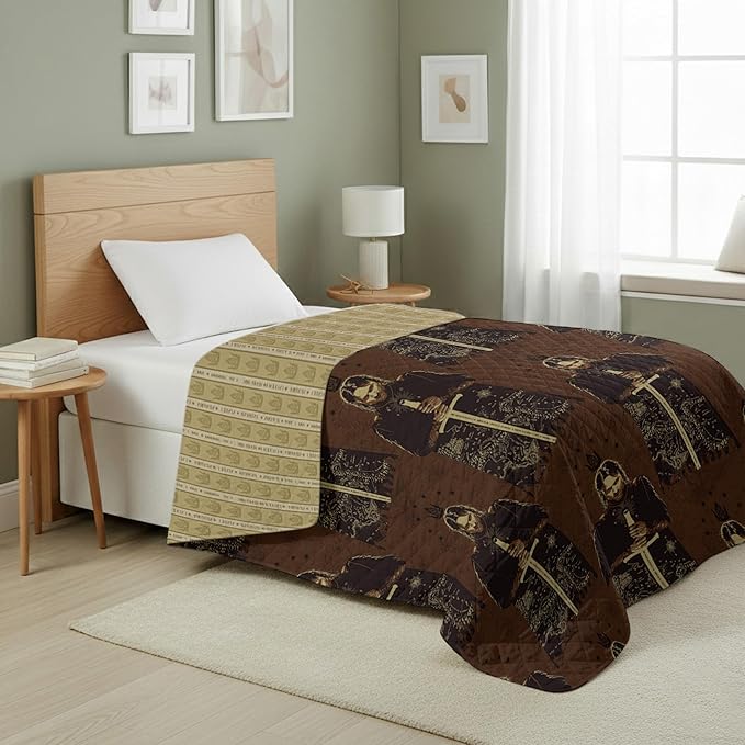 Warner Bros Lord of The Rings Middle Earth Quest Quilted Throw Blanket, Fantasy Map Pattern, Adults Boys Girls, Soft Lightweight Bedding for Bed, or Couch, 60 x 80 inches