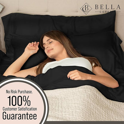 Bella Coterie Luxury Bamboo Viscose Cal King Size Sheet Set | 100% Organically Grown | Ultra Soft | Cooling for Hot Sleepers | 18" Deep Pocket [Black]