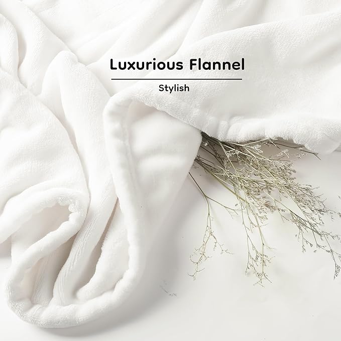 Electric Heated Blanket Queen Size 84"x90", with Dual Control Breathable & Luxurious Flannel, with 4 Heating Levels & 10 Hours Auto-Off, Fast Heating, Machine Washable, for Bedding-White