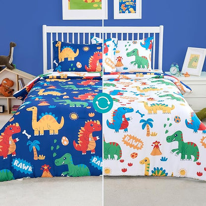 Joiedomi Kid Twin Comforter Set 5 Piece Cute Dinosaur Bedding Set for Boys Girls Super Soft Microfiber Bed in a Bag with Comforter Sheets Pillowcase Sham