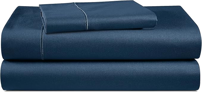 LANE LINEN 100% Egyptian Cotton Twin XL Sheet Sets, 15 inch Deep Pocket Fully Elasticized French Reinforced Pocket Seams for Soft, & Fresh Bed Eco Friendly Cooling Sheets Twin XL - Estate Blue