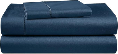 LANE LINEN 100% Egyptian Cotton Twin XL Sheet Sets, 15 inch Deep Pocket Fully Elasticized French Reinforced Pocket Seams for Soft, & Fresh Bed Eco Friendly Cooling Sheets Twin XL - Estate Blue