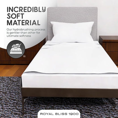 Twin XL Sheets Set - 3 Piece Bedding - Wrinkle Free, Fade Resistant, Double Brushed Microfiber - Deep Pockets/Easy Fit - 1800 Series Ultrasoft, Cooling Sheets (White)