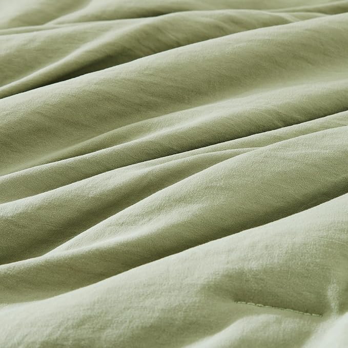 WRENSONGE Full Size Comforter Set- 7 Pieces Sage Green Bed in a Bag Full Size Comforter with Fitted Sheet, Flat Sheet, 2 Pillow Shams, 2 Pillowcases, Warm Bedding Sets for All Season