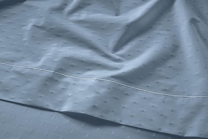 LANE LINEN Pillow Case Covers King, Set of 2, 100% Egyptian Cotton Sateen, Soft Cool & Smooth 1000 Thread Count Pillow Cases - Swiss Dot - French Blue