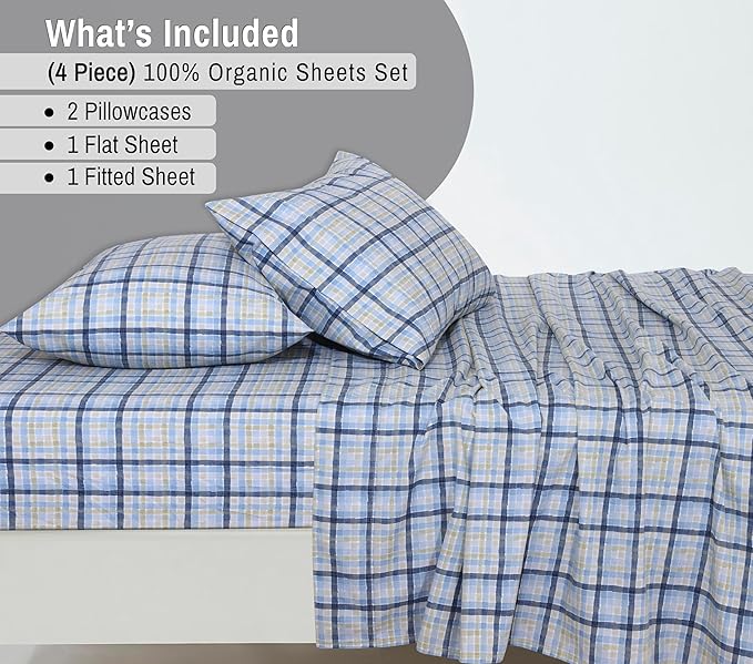 RUVANTI 100% Organic Cotton Sheets California King, Percale Weave, GOTS Certified, 4-Piece Set, Deep Pocket 13", Crisp & Breathable, Soft Durable Bedding, Sábanas Algodón Orgánico – Pastel Print