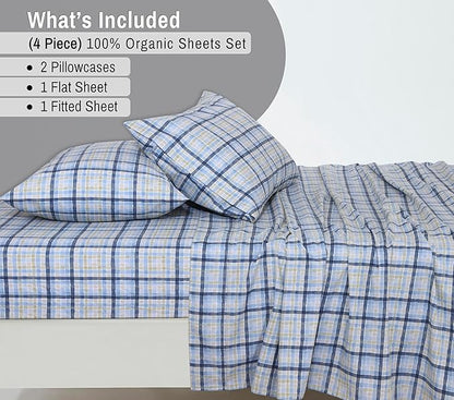 RUVANTI 100% Organic Cotton Sheets California King, Percale Weave, GOTS Certified, 4-Piece Set, Deep Pocket 13", Crisp & Breathable, Soft Durable Bedding, Sábanas Algodón Orgánico – Pastel Print