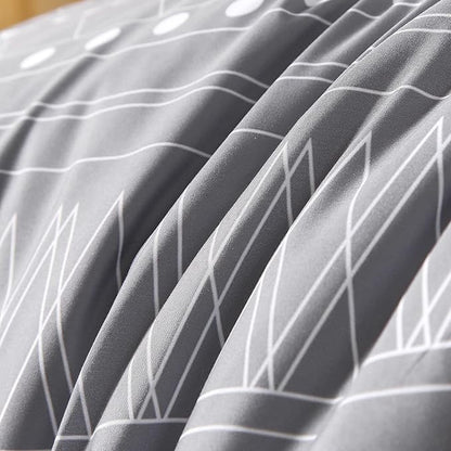 WONGS BEDDING 7 Pieces Grey Boho Comforter Set King Size,Dark Grey Texture Geometric Bed in a Bag Comforter Reversible Soft Microfiber Bedding Set with Pillowcases & Shams,Flat Sheet,Fitted Sheet