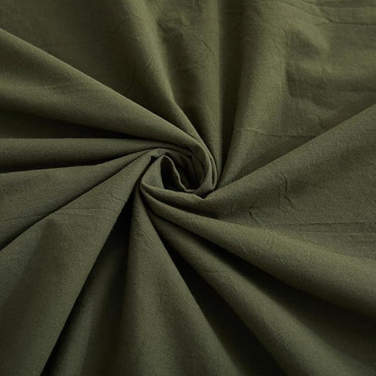 LOVQUE Olive Green Cotton Duvet Cover Twin Size, Linen Like Natural Bedding Set with Zipper Closure (No Comforter), 68x90 Inches