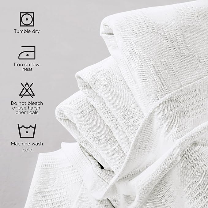 Utopia Bedding White 100% Cotton Blanket [Queen Size - 90x90 Inch] Lightweight, Soft and Breathable Thermal Blanket for All Seasons