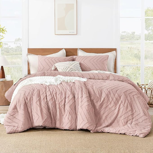 Litanika Blush Pink King Comforter Set, 3 Pieces Lightweight Tufted Bedding Sets, Down Alternative Comforter Fluffy Bed Set Gift Choice