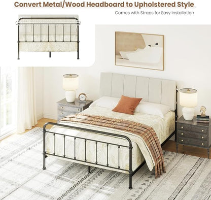 Full Size Headboard Only-No Assembly Required, Beige | Easy to use no assembly required, Linen fabric and extra-thick foam for added comfort, Modern style headboard full size