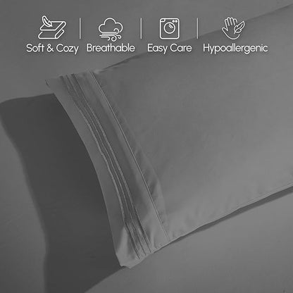 Elegant Comfort Luxurious 1500 Premium Hotel Quality Microfiber 4-Piece Sheet Set, 18-24 Inches Deep - Extra Deep Pocket Sheets - Ultra Soft 4PC Deep Pocket Sheets, Full, Gray