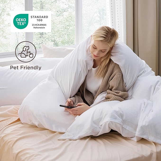 Bedsure Bright White California King Duvet Cover - Prewashed Cotton-Like Polyester Extra Soft Bedding Set, Includes 1 Cal King Duvet Cover 104''x98'' with Zipper Closure & 2 Pillow Shams, No Comforter