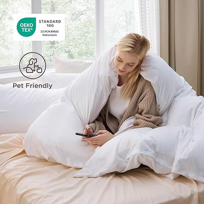 Bedsure Bright White Oversized King Duvet Cover - 3 Pieces Prewashed Cotton-Like Polyester Extra Soft Bedding Set, Includes 1 Duvet Cover 120''x98'' with Zipper Closure & 2 Pillow Shams, No Comforter