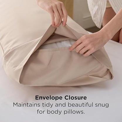 Bedsure Body Pillow Cover - Khaki Long Cooling Pillow Cases, PureWoven 100% Rayon Derived from Bamboo, Cool Body Pillowcase with Envelope Closure for Women, Men, 1 Pack, 20x54 Inches
