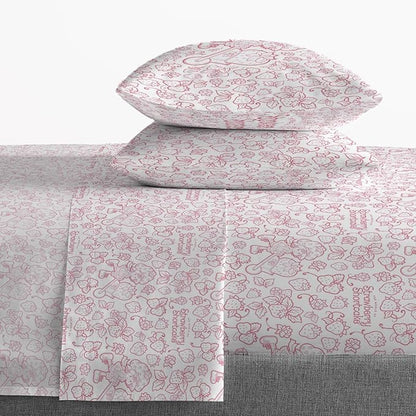 Jay Franco Kids Sheet Set with Fitted, Flat Sheets & Pillow Cover - Ultra-Soft Bedding with Pillowcase for Room Decor, Pink - Strawberry Shortcake, 4 Piece Queen