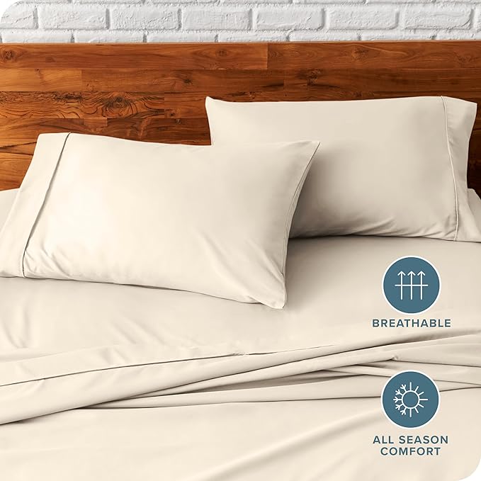 Bare Home Microfiber Pillow Cases - Standard/Queen Size Set of 2 - Cooling Pillowcases - Double Brushed - Sand Pillowcases 2 Pack - Easy Care (Standard Pillowcase Set of 2, Sand)