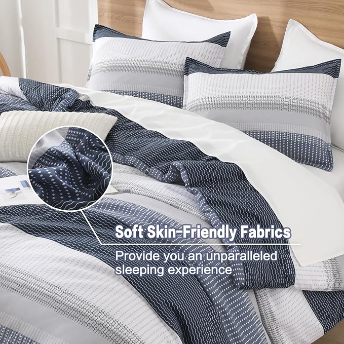 Litanika Twin Comforter Set Black Blue - 2 Pieces Lightweight Summer Bedding Set, All Season Down Alternative Comforter (1 Comforter, 2 Pillowcases)