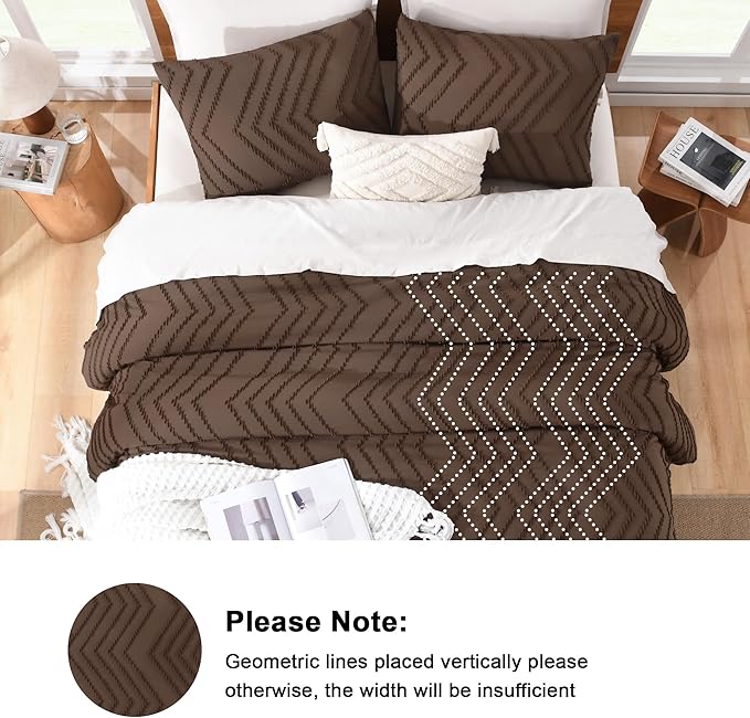 Litanika Brown King Comforter Set, 3 Pieces Lightweight Tufted Bedding Sets, Down Alternative Comforter Fluffy Bed Set Gift Choice