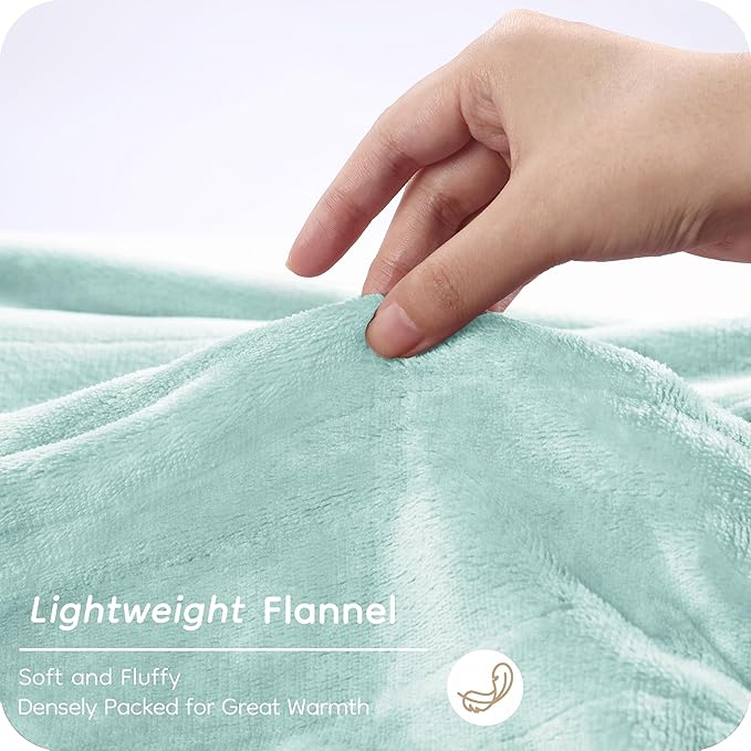 Electric Heated Blanket King Size 90"×100", Comfortable & Luxurious Flannel, 4 Heating Levels & 10 H Auto Shut Off, Mint Green