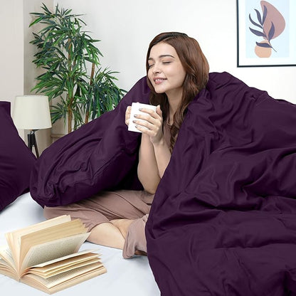 Utopia Bedding Duvet Cover Full Size - 3 Piece with Zipper Closure - 1 Comforter Cover 80X90 Inches & 2 Pillow Shams 20X26 Inches (Purple) Comforter Not Included