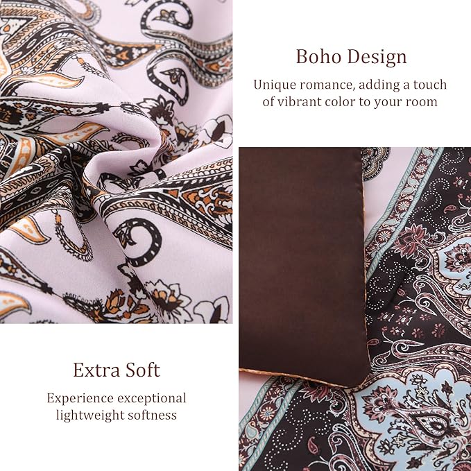 Boho King Size Comforter Set - 7 Pieces Bed in a Bag Bohemian Striped Comforter Set with Sheets, Soft Microfiber Brown Floral Bedding Sets for All Seasons (Brown, King)