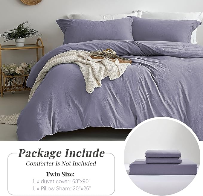 MILDLY Super Soft Duvet Cover 2pcs - 100% Washed Microfiber Comforter Cover Set with Zipper Closure & Corner Ties (No Comforter)