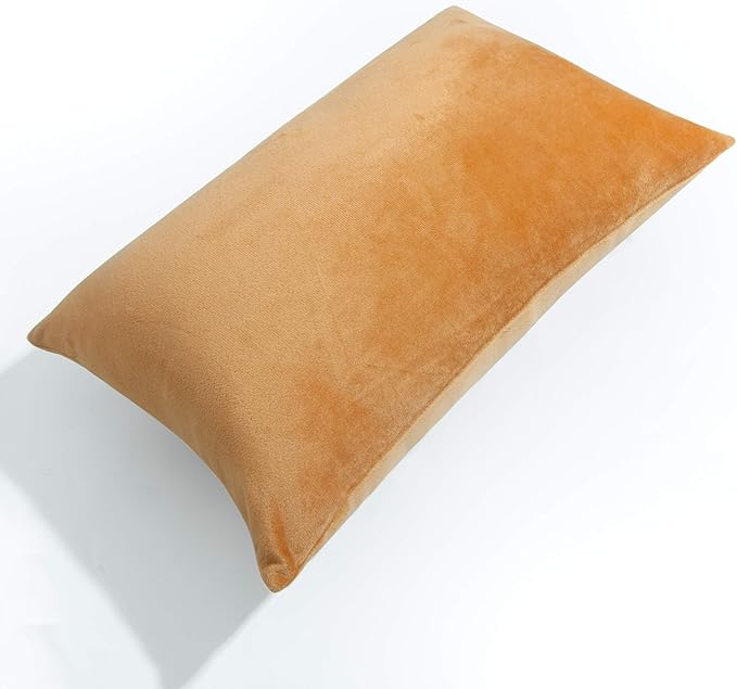 NTBAY 2 Pack Zippered Velvet King Pillowcases, Super Soft and Cozy Luxury Fuzzy Flannel Pillow Cases with Zipper, 20x36 Inches, Camel
