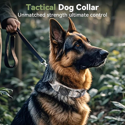 2026 Upgrade Waterproof Tactical AirTag Dog Collar, Built in AirTag Holder | Comfortable Control Handle, Quick Release Metal Buckle, Durable 1000D Nylon, For Medium to Large Dogs, Digital camo, L