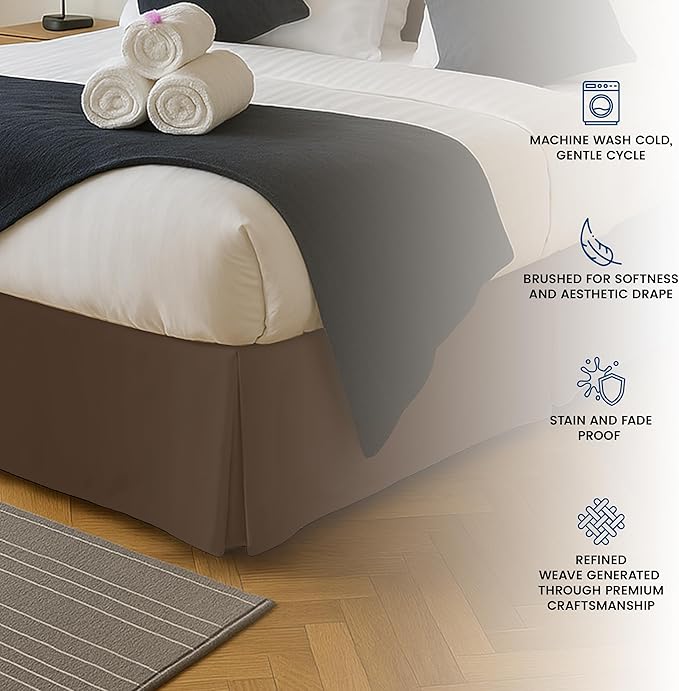 Utopia Bedding Full Bed Skirt - Soft Quadruple Pleated Ruffle - Easy Fit with 16 Inch Tailored Drop - Hotel Quality, Shrinkage and Fade Resistant (Full, Brown)