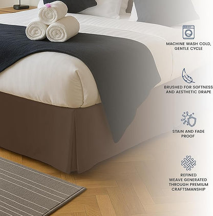 Utopia Bedding Full Bed Skirt - Soft Quadruple Pleated Ruffle - Easy Fit with 16 Inch Tailored Drop - Hotel Quality, Shrinkage and Fade Resistant (Full, Brown)